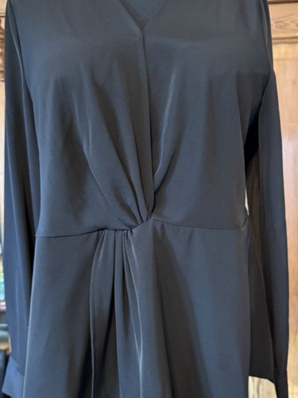Eloquii Navy Shirred Mock Neck Blouse Size 18 NWT